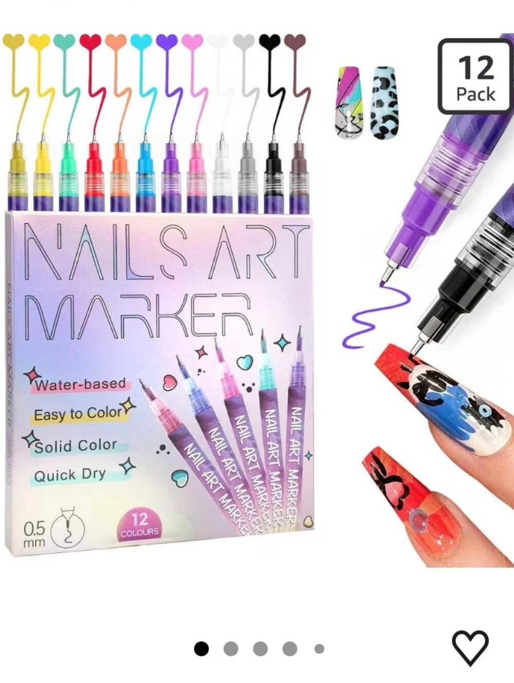 12-Pack Colorful Nail Art Marker Pens - Multicolor Set - Picture 1 of 8
